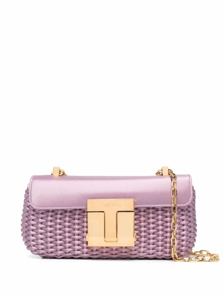 Logo-Plaque Interwoven Shoulder Bag