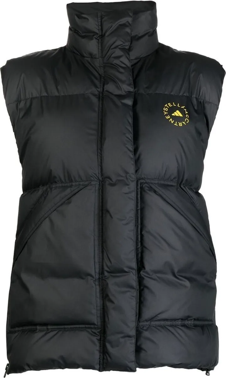 Black Logo Print Padded Gilet