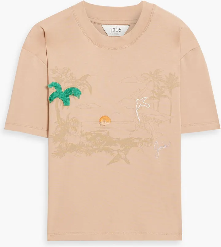 Hays embroidered printed cotton-jersey T-shirt