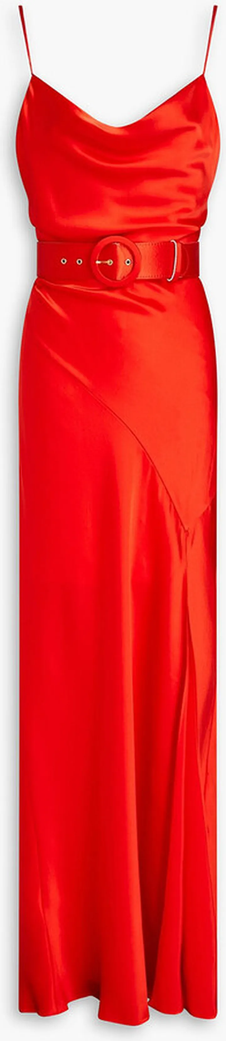 Simone draped belted silk-satin maxi dress