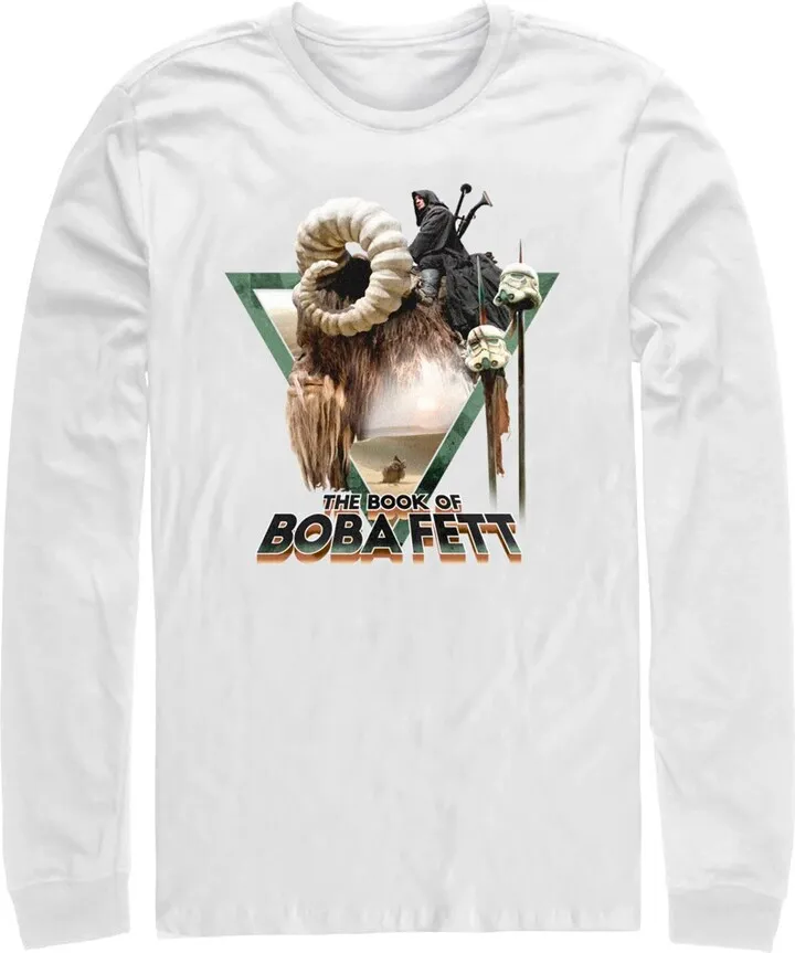 Men's Star Wars: The Book of Boba Fett Bantha Ride Boba Long Sleeve Shirt - White - X Large