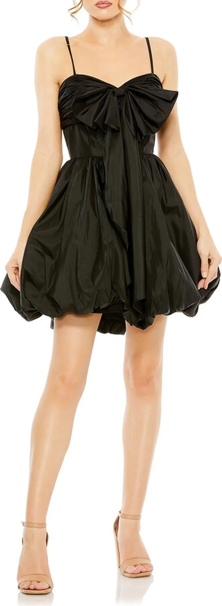 Center Bow Bubble Hem Cocktail Dress