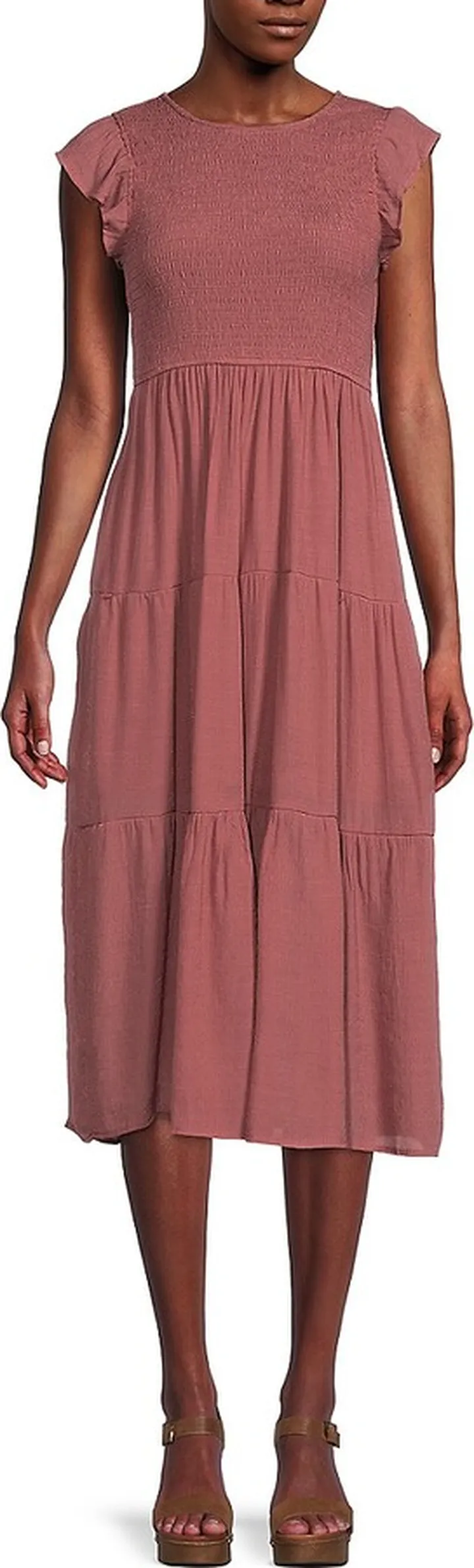 Smocked Tiered Midi Dress