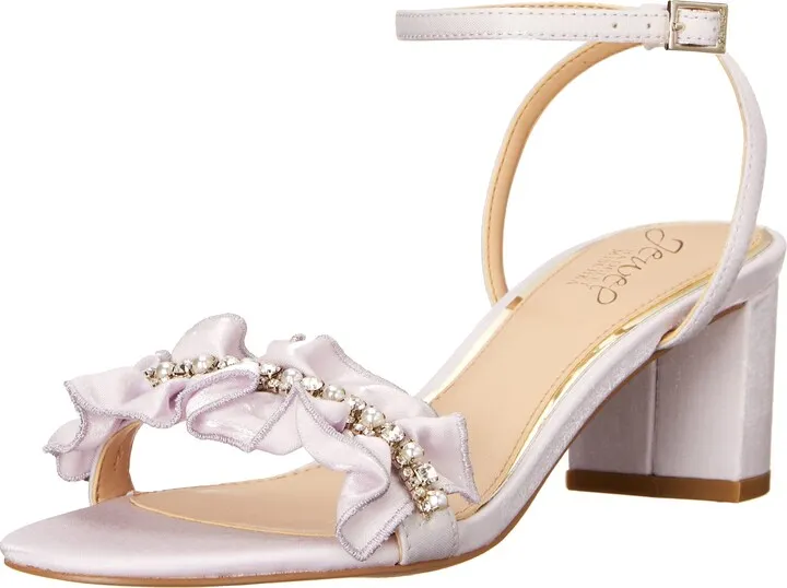 Jewel Badgley Mischka Desirie Ruffle Block Heel Sandal