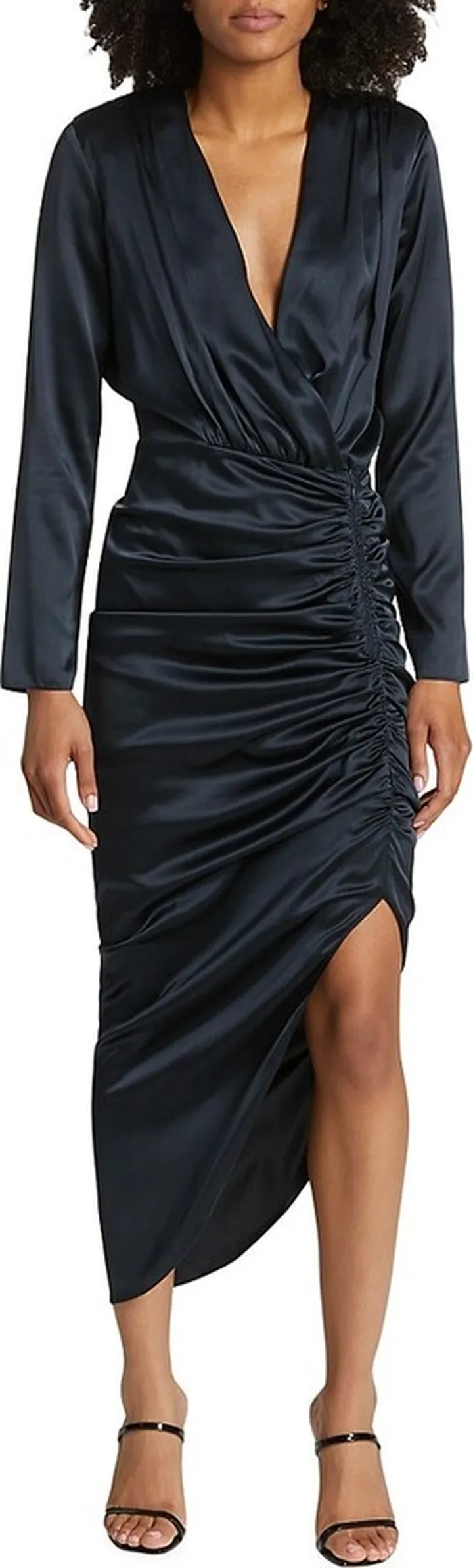 Cameri Ruched Satin Midi Dress