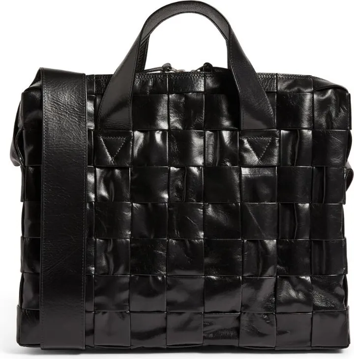 Bottega Veneta Leather Intreccio Cassette Briefcase