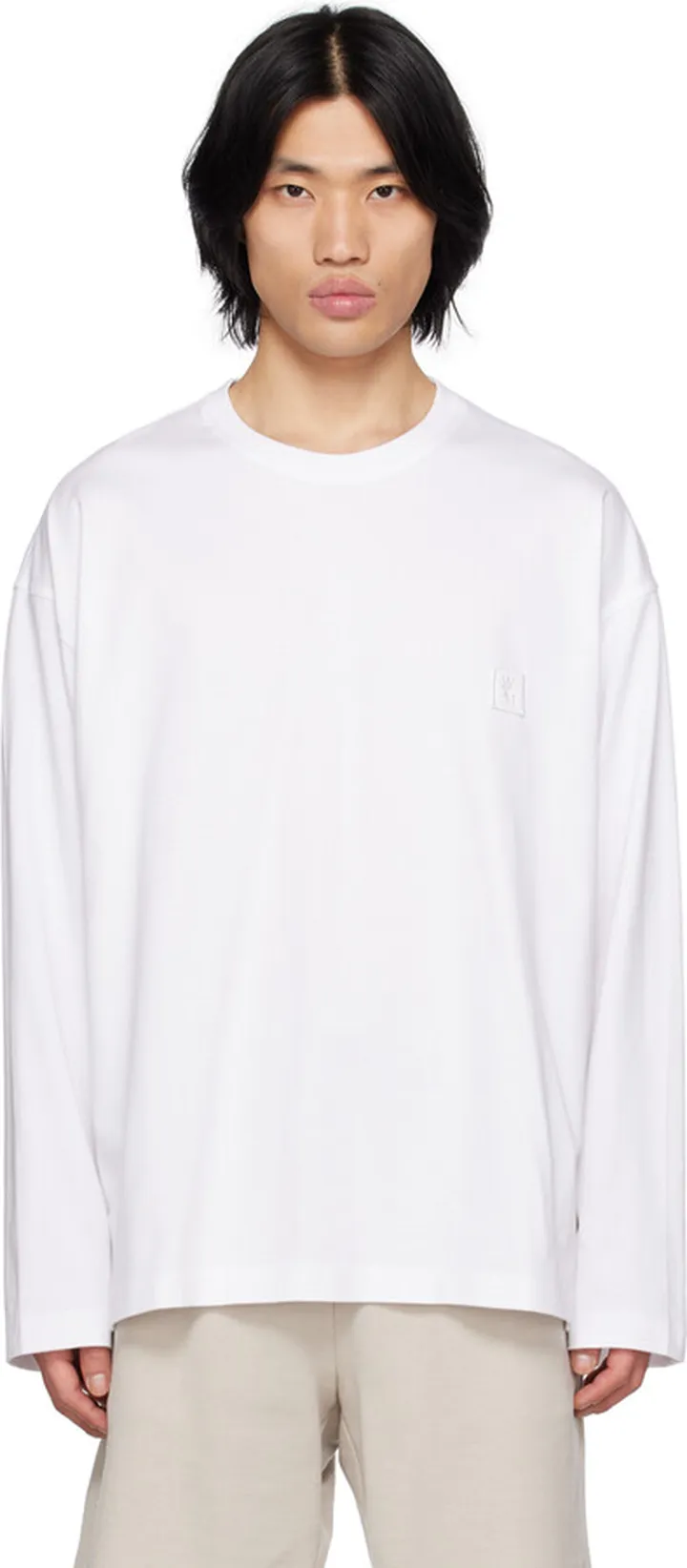 Wooyoungmi White Feather Long Sleeve T-Shirt