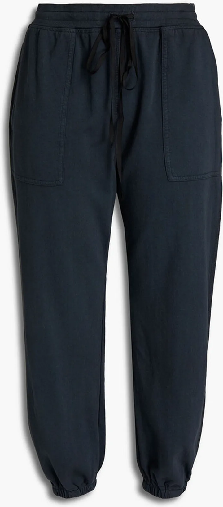 Cropped cotton-fleece track pants