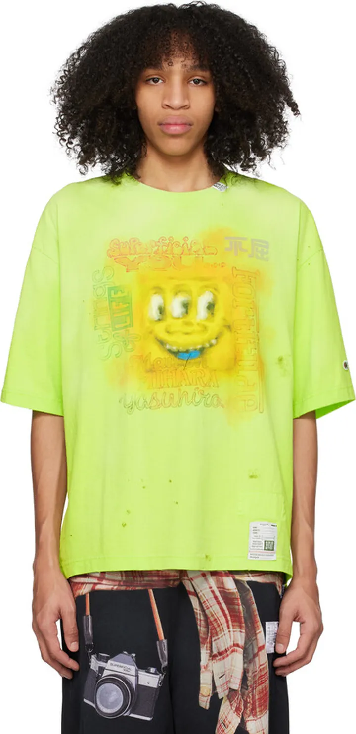 Miharayasuhiro Green Distressed T-Shirt
