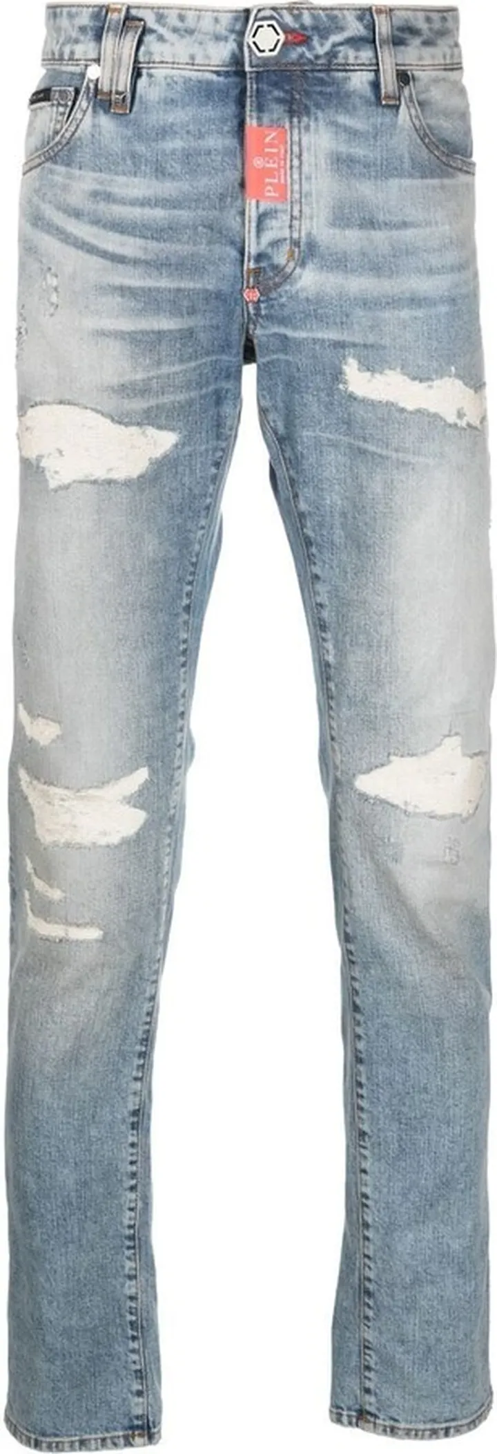 Distressed Straight-Leg Jeans