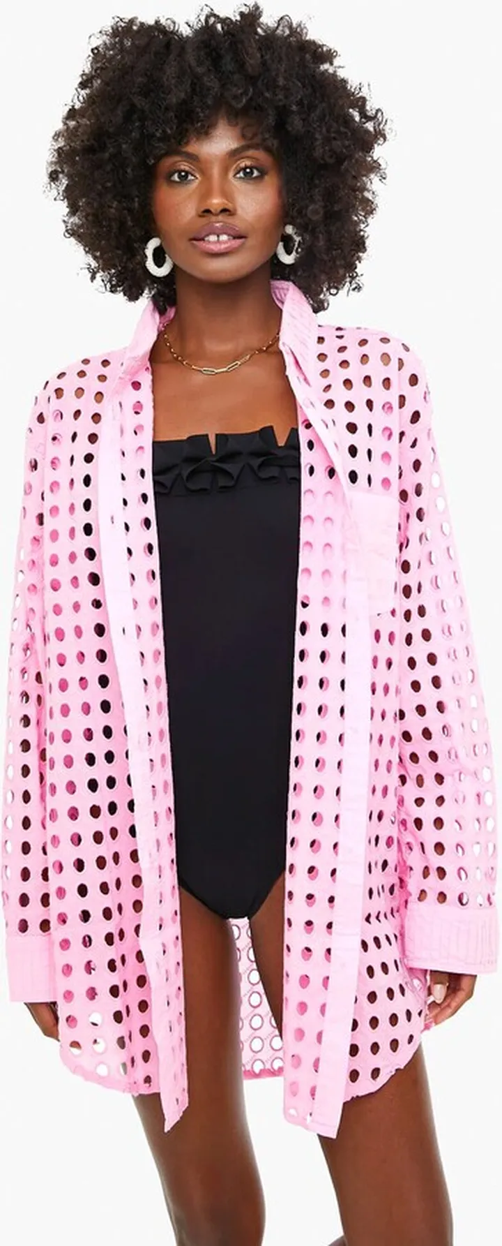Bubblegum Eyelet Oxford Tunic
