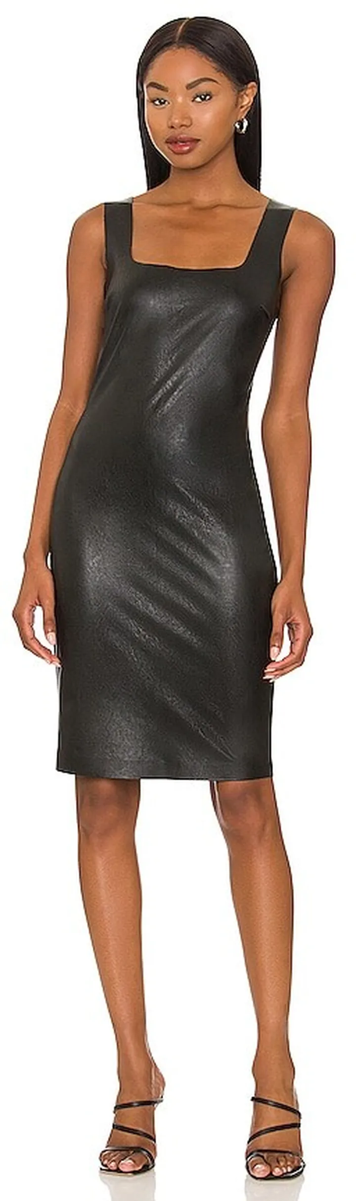 Faux Leather Square Neck