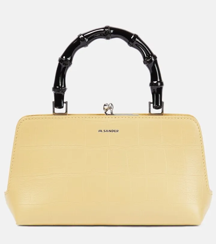 Mini croc-embossed leather crossbody bag