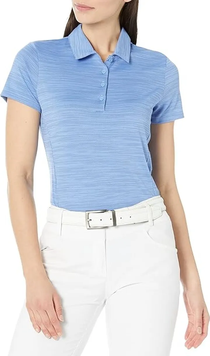 adidas Golf Space Dye Short Sleeve Polo (Blue Fusion) Women's Clothing