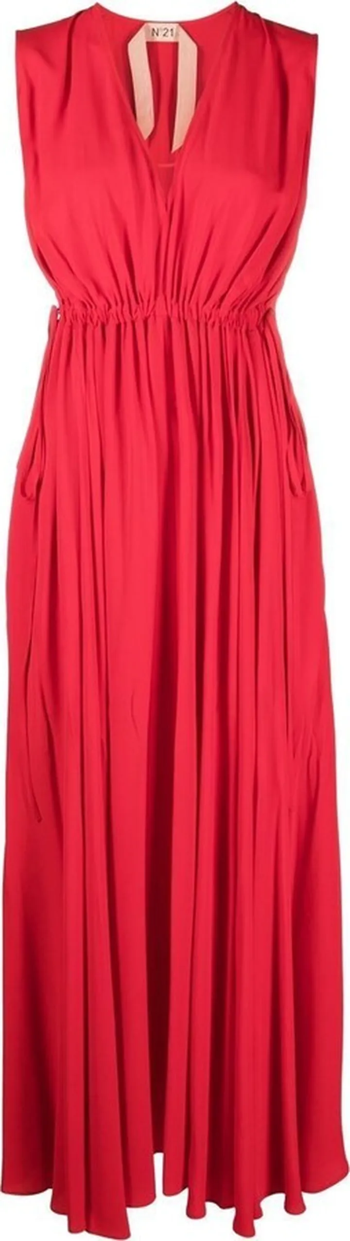 Ruched Sleeveless Midi Dress