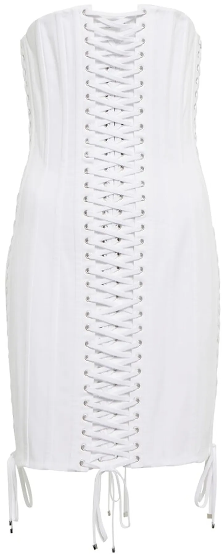 Lace-up cotton-blend minidress