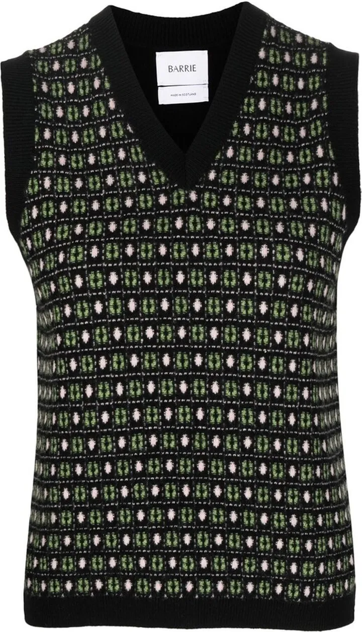 V-neck geometric-jacquard knit vest