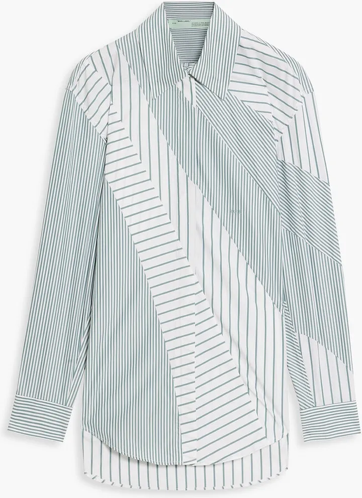 Striped cotton-blend poplin shirt