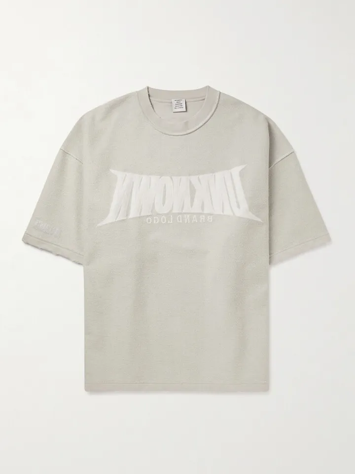 Oversized Embroidered Cotton-Blend Jersey T-Shirt