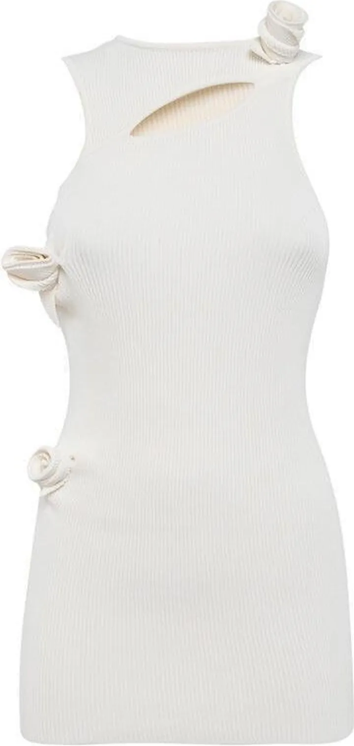 Coperni Asymmetric Flower Knit Mini Dress