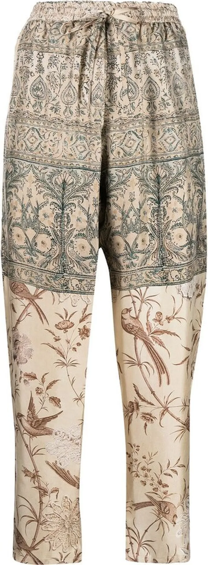 Botanical-Print Straight Trousers