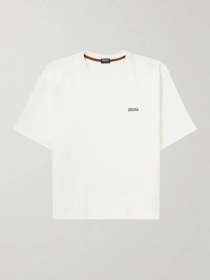 Oversized Logo-Flocked Cotton-Jersey T-Shirt