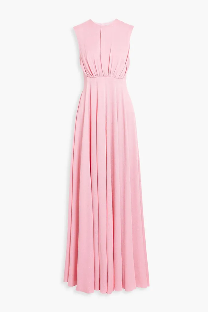 Giordana gathered hammered silk-satin maxi dress