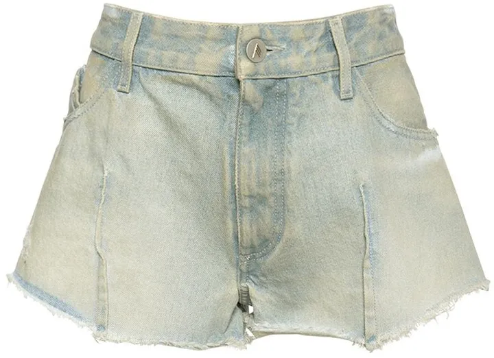Em faded cotton denim mini shorts