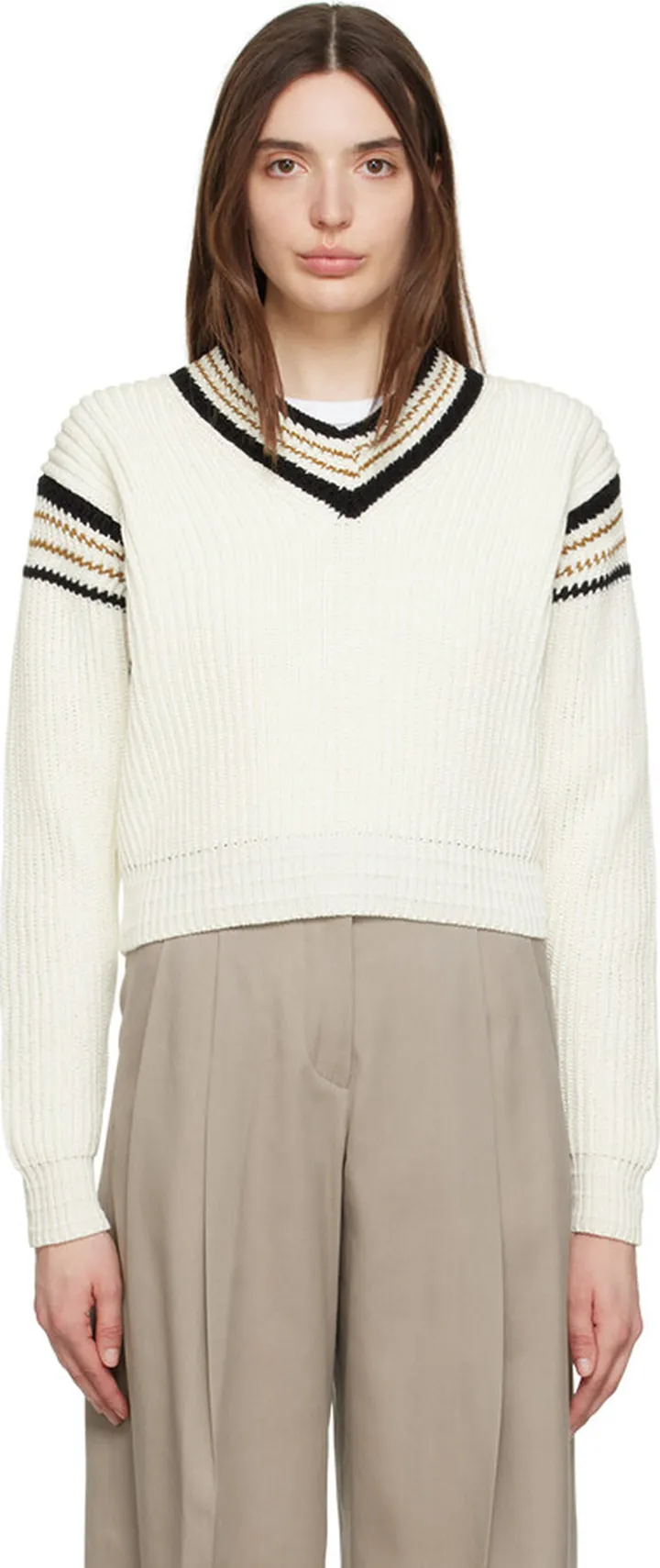 Golden Goose White V-Neck Sweater