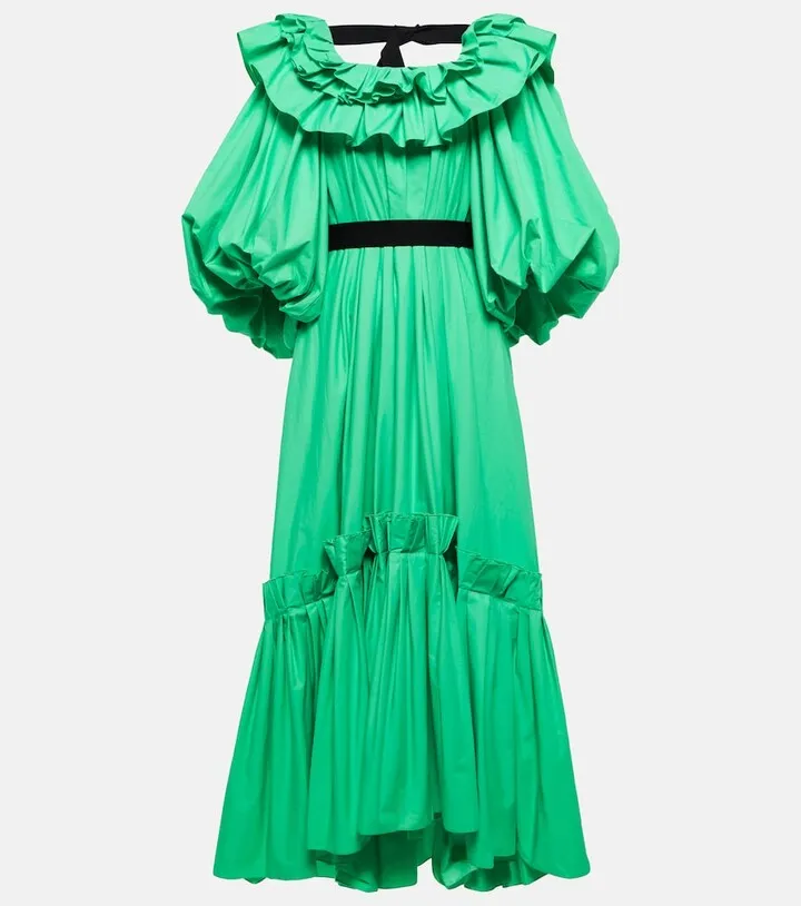 Zahara pleated cotton maxi dress