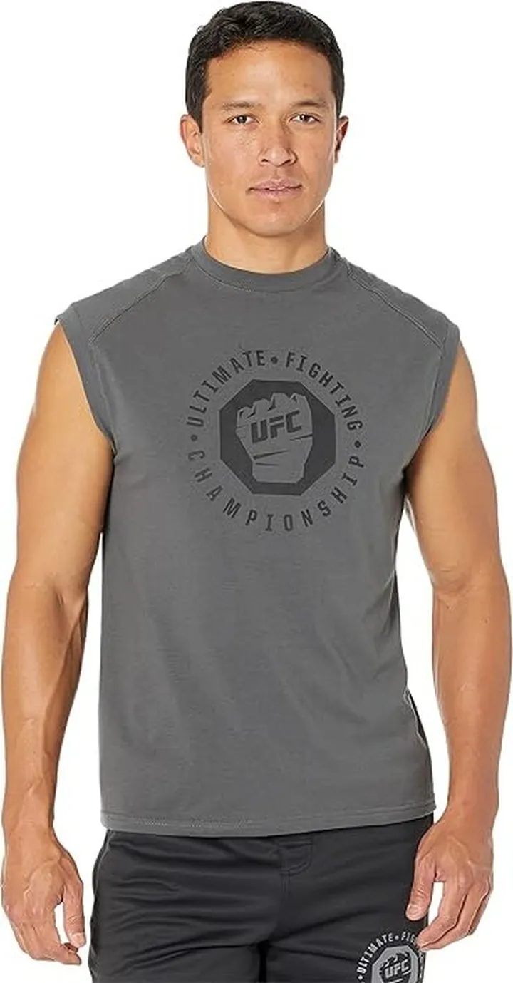 UFC Sleeveless Crew Neck Tee (Dark Grey) Men's Clothing