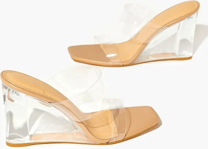 Transparent Square-Toe Wedges
