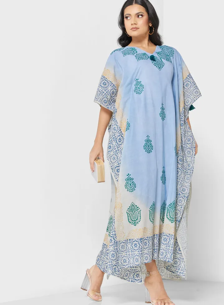Flared Sleeve Printed Kaftan