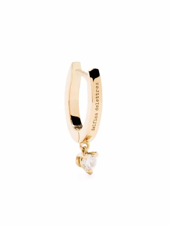 18kt Yellow Gold Huggie Diamond Drop Earring