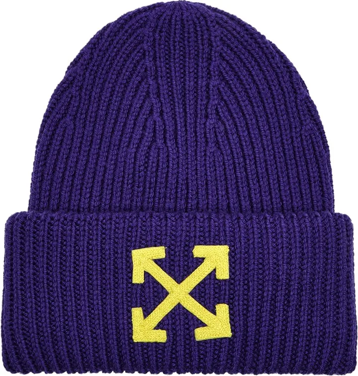 Off-White Arrow Ribbed Wool Beanie