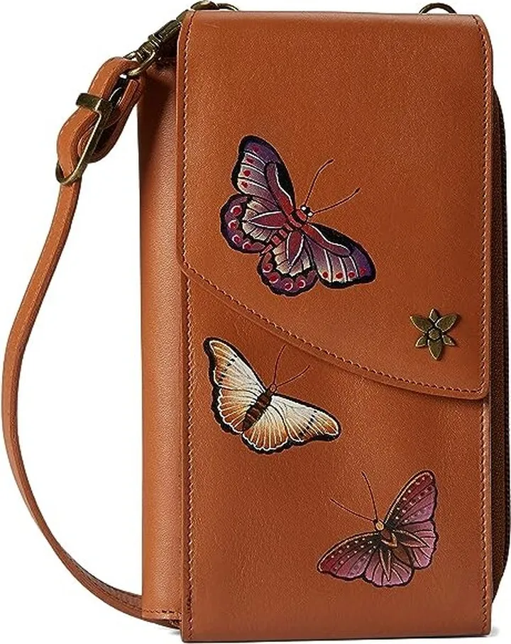 Anuschka Crossbody Phone Case 1173 (Butterfly Honey) Handbags