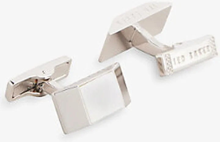 Mens Silver-col Marbled Semi-precious Silver-plated Cufflinks
