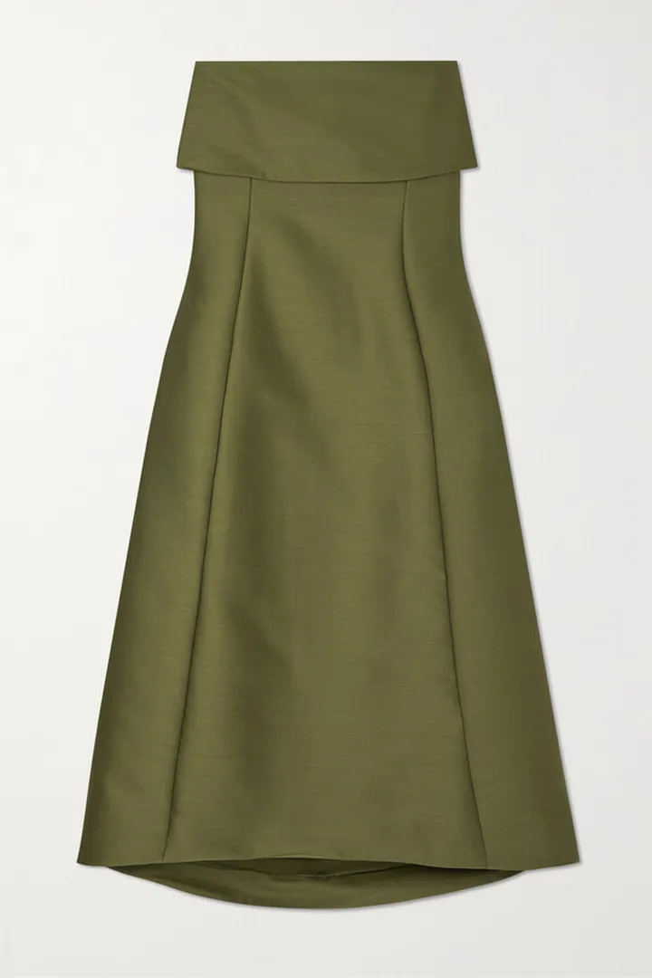 TOTEME - Strapless Dupioni Midi Dress - Green