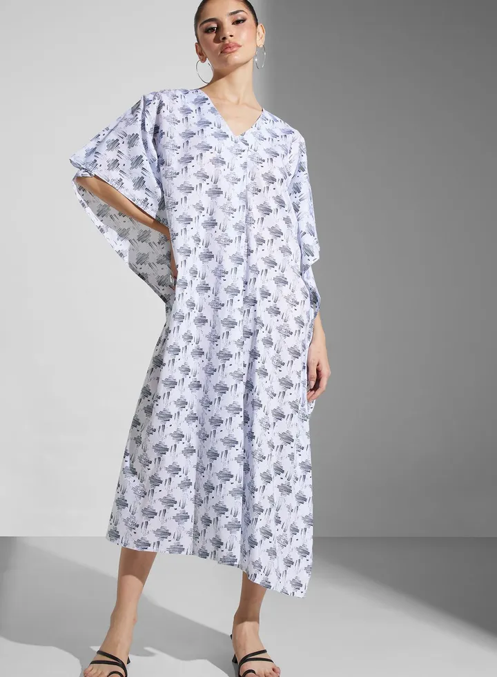 Cape Sleeve V-Neck Kaftan