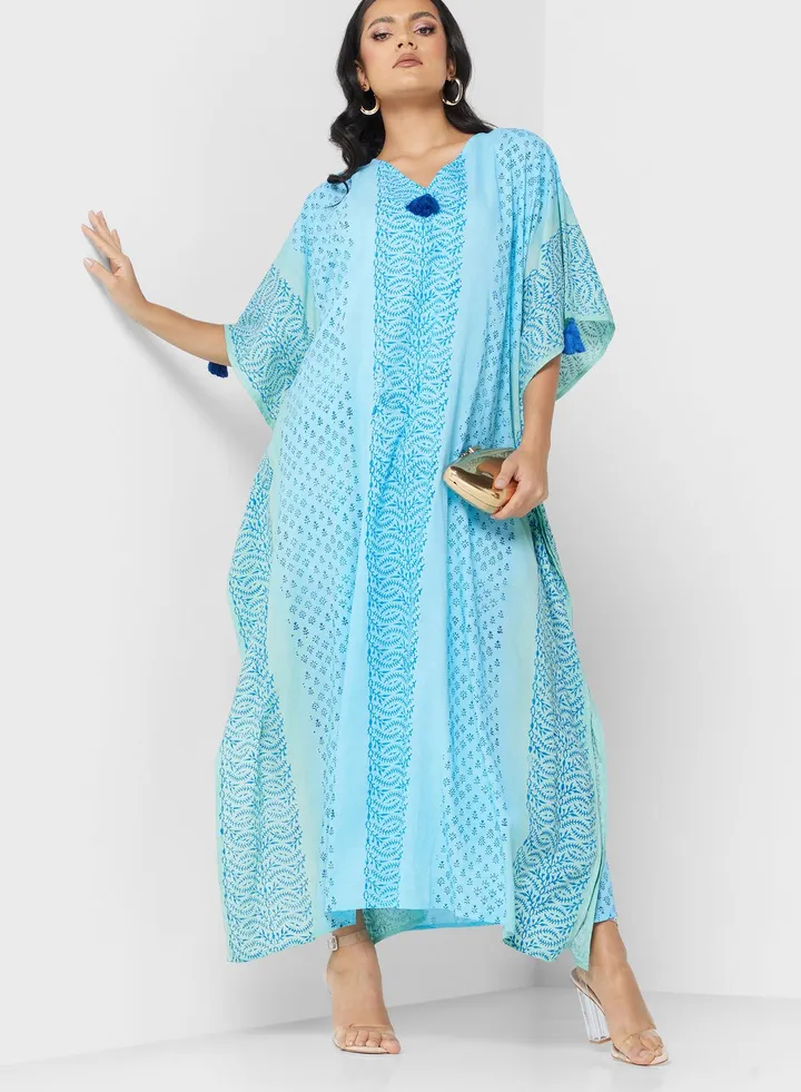 Flared Sleeve Printed Kaftan