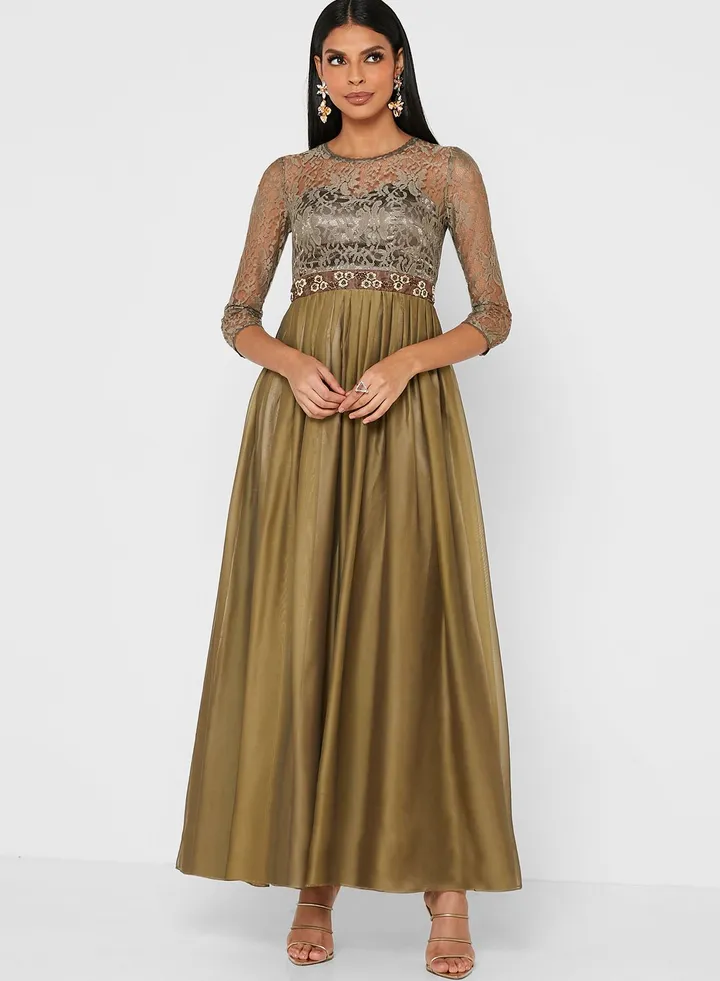 Lace Detail A-Line Dress