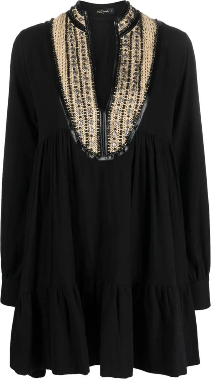 Embellished Long-Sleeved Midi Dress