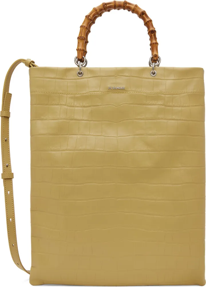 Jil Sander Beige Medium Croc Tote