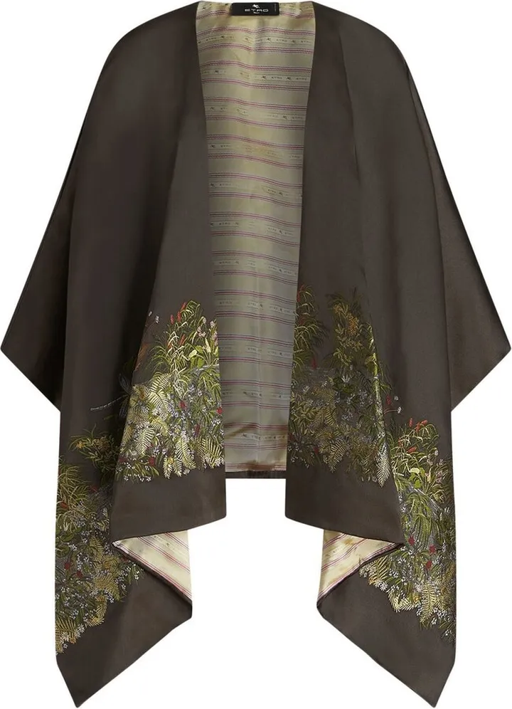 Nature Embroidered Cape Coat