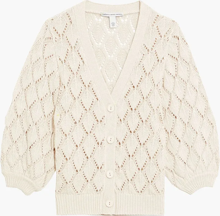Pointelle-knit cotton cardigan
