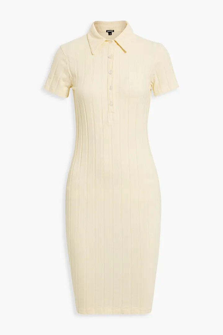 Ribbed cotton-blend jersey mini dress