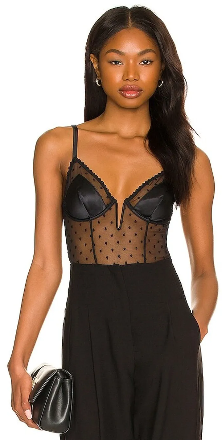 Dotty Tulle Cupped Bodysuit