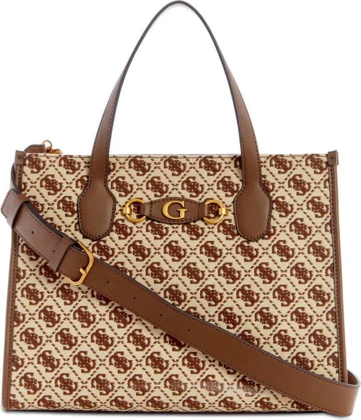 Guess Izzy Medium 4G Monogram Jacquard Double Compartment Tote