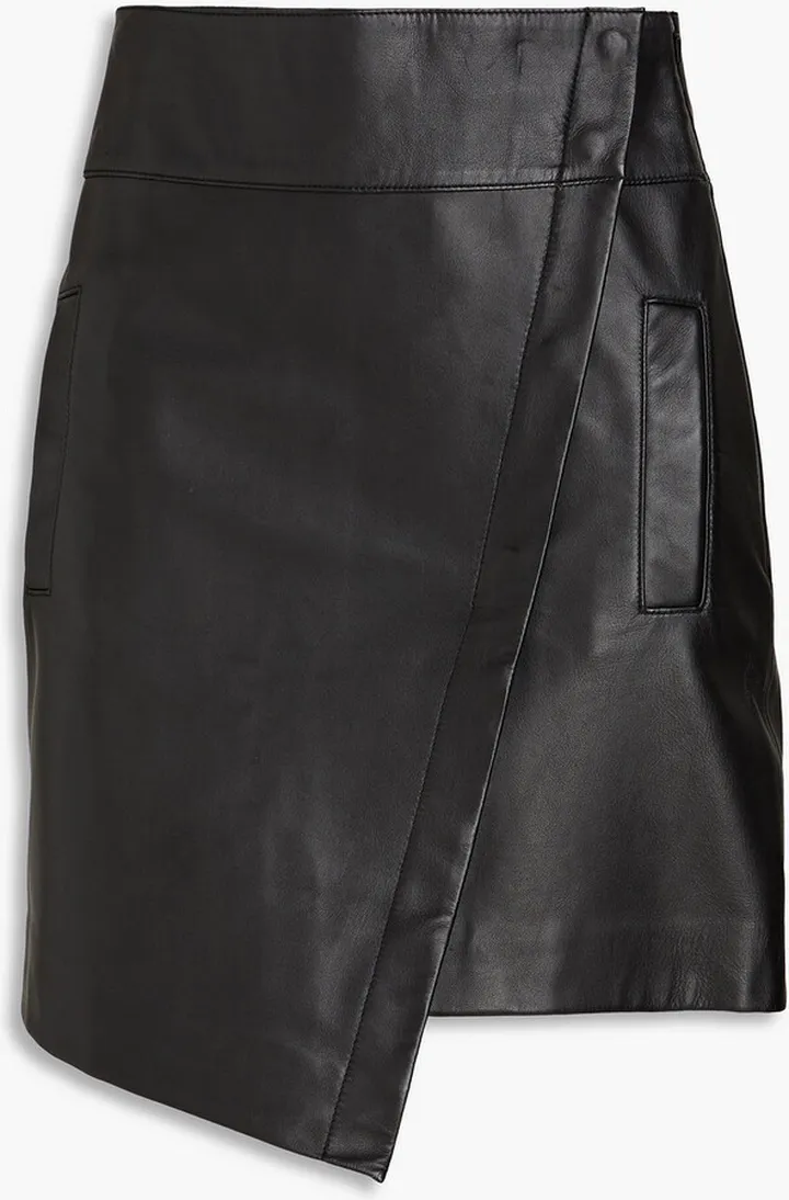 Phanie leather mini wrap skirt