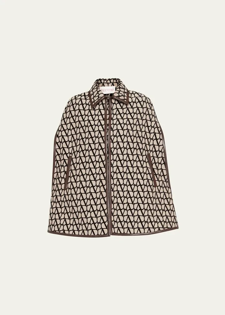 Jacquard Logo Cape Coat